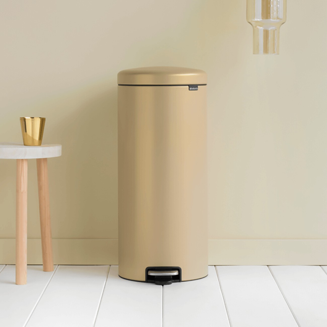 Brabantia Pedal bin newicon, 30 litre, plastic bucket mineral golden beach
