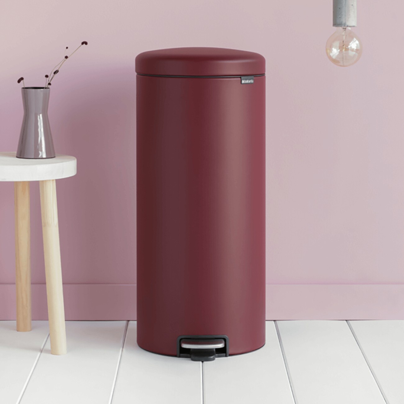Brabantia Pedal bin newicon, 30 litre, plastic bucket mineral windsor red