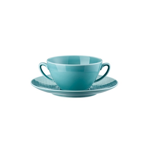 Rosenthal Μπολ κονσομέ με πιατάκι 3 cl σειρά Mesh aqua