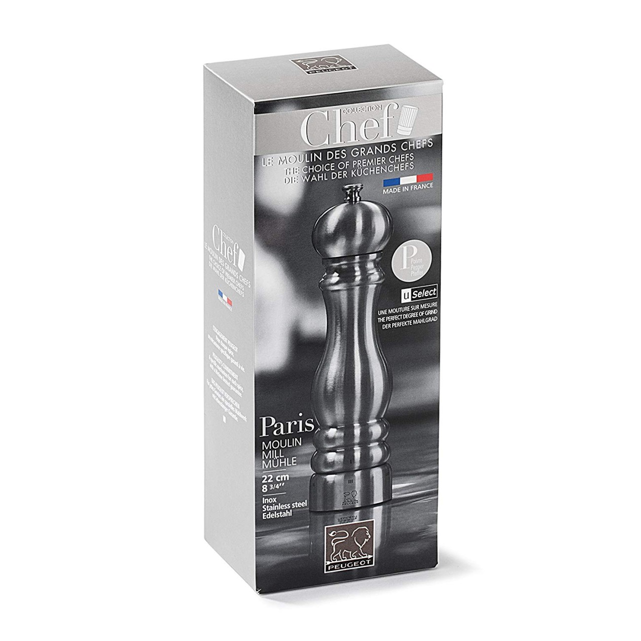 Peugeot Μύλος πιπεριού stainless steel, u'select 6x6x22 cm σειρά Paris St-Steel